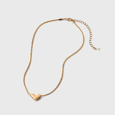 Herringbone Heart Charm Chain Necklace - Universal Thread™ Gold 4 Herringbone Heart Charm Chain Necklace - Universal Thread™ Gold - Image 2