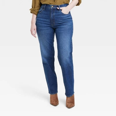 Women's High-Rise 90's Straight Jeans - Universal Thread™ Dark Wash 5 Women's High-Rise 90's Straight Jeans - Universal Thread™ Dark Wash - Image 3