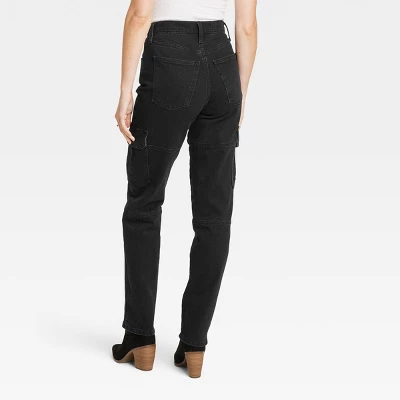 Women's High-Rise 90's Straight Cargo Jeans - Universal Thread™ Black 3 Women's High-Rise 90's Straight Cargo Jeans - Universal Thread™ Black