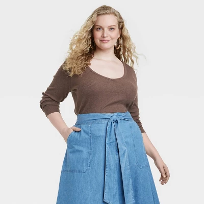 Women's Long Sleeve Ribbed V-Neck T-Shirt - Universal Thread™ 6 Women's Long Sleeve Ribbed V-Neck T-Shirt - Universal Thread™ - Image 4