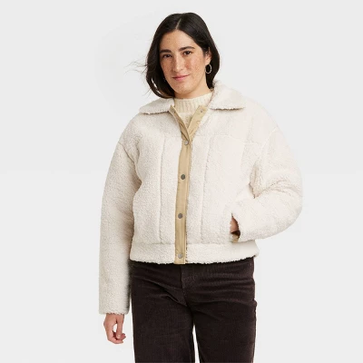 Women's Utility Faux Fur Jacket - Universal Thread™ White 5 Women's Utility Faux Fur Jacket - Universal Thread™ White - Image 3