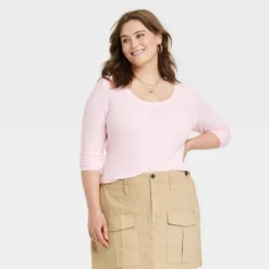 Women's Long Sleeve Ribbed Scoop Neck T-Shirt - Universal Thread™ -Universal Thread GUEST 26280a4e 8c14 45fb b23c e17e526d0a34