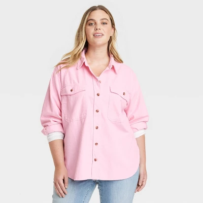 Women's Oversized Corduroy Long Sleeve Collared Button-Down Shirt - Universal Thread™ 6 Women's Oversized Corduroy Long Sleeve Collared Button-Down Shirt - Universal Thread™ - Image 4