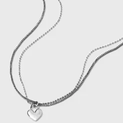 Heart Charm With Chain Necklace - Universal Thread™ Silver -Universal Thread GUEST 2f3b8bf3 dc16 4349 9c32 17440206651c
