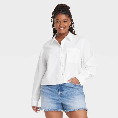 Women's Long Sleeve Button-Down Cropped Shirt - Universal Thread™ 7 Women's Long Sleeve Button-Down Cropped Shirt - Universal Thread™ - Image 5