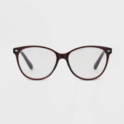 Women's Gloss Plastic Cateye Blue Light Filtering Reading Glasses - Universal Thread™ Burgundy 4 Women's Gloss Plastic Cateye Blue Light Filtering Reading Glasses - Universal Thread™ Burgundy - Image 2