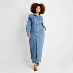 Women's Long Sleeve Denim Maxi Shirtdress - Universal Thread™ Medium Wash 9 Women's Long Sleeve Denim Maxi Shirtdress - Universal Thread™ Medium Wash -Universal Thread GUEST 5708779b f6cc 49f2 a093 5b52808a4dbc