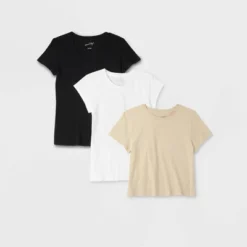 Women's 3pk Slim Fit Short Sleeve T-Shirt - Universal Thread™ White/Beige/Black 10 Women's 3pk Slim Fit Short Sleeve T-Shirt - Universal Thread™ White/Beige/Black -Universal Thread GUEST 682f6098 a0a3 4680 bd0d cf89d7f02cc1