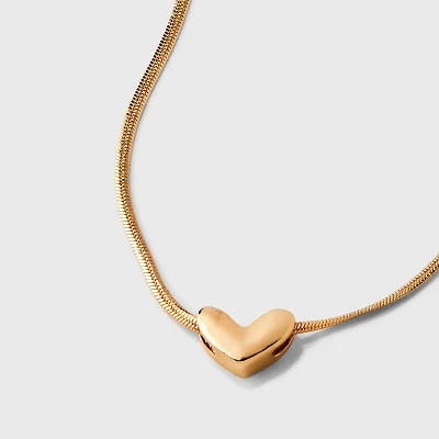 Herringbone Heart Charm Chain Necklace - Universal Thread™ Gold 5 Herringbone Heart Charm Chain Necklace - Universal Thread™ Gold - Image 3