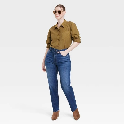 Women's High-Rise 90's Straight Jeans - Universal Thread™ Dark Wash 7 Women's High-Rise 90's Straight Jeans - Universal Thread™ Dark Wash - Image 5