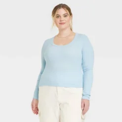 Women's Long Sleeve Ribbed Scoop Neck T-Shirt - Universal Thread™ -Universal Thread GUEST 73461f26 ff6f 490a bf88 efa63f7886b4