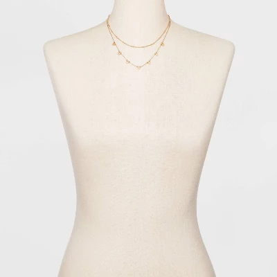 Paddle And Chain Layer Necklace - Universal Thread™ Gold 3 Paddle And Chain Layer Necklace - Universal Thread™ Gold