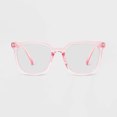 Women's Shiny Plastic Square Blue Light Filtering Reading Glasses - Universal Thread™ Light Pink 4 Women's Shiny Plastic Square Blue Light Filtering Reading Glasses - Universal Thread™ Light Pink - Image 2