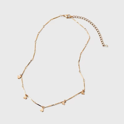 Bar Link Butterfly Charm Station Necklace - Universal Thread™ Gold 4 Bar Link Butterfly Charm Station Necklace - Universal Thread™ Gold - Image 2