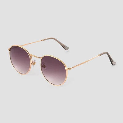 Women's Narrow Metal Round Sunglasses - Universal Thread™ Gold 3 Women's Narrow Metal Round Sunglasses - Universal Thread™ Gold