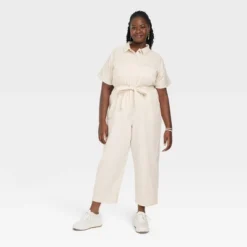 Women's Short Sleeve Button-Front Boilersuit - Universal Thread™ -Universal Thread GUEST 9a0115f1 7e0b 4d5a ad32 893f897f6e28
