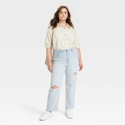 Women's High-Rise 90's Distressed Straight Jeans - Universal Thread™ 4 Women's High-Rise 90's Distressed Straight Jeans - Universal Thread™ - Image 2