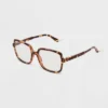 Women's Tortoise Print Shiny Plastic Square Blue Light Filtering Glasses - Universal Thread™ Dark Brown -Universal Thread GUEST bb05687a 96d5 4b6c ae24 7092f3c0429c 1
