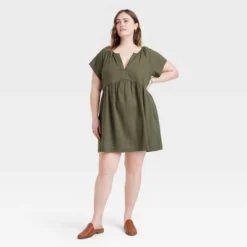Women's Short Sleeve Linen Mini Shift Dress - Universal Thread™ -Universal Thread GUEST c2faa186 87cf 49cd 85d6 6f2ab8097dd6