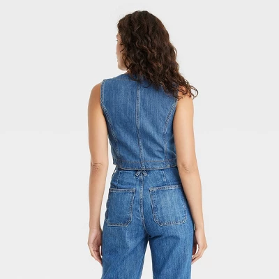 Women's Denim Vest - Universal Thread™ Blue Denim 3 Women's Denim Vest - Universal Thread™ Blue Denim