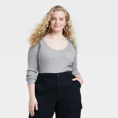 Women's Long Sleeve Ribbed V-Neck T-Shirt - Universal Thread™ 7 Women's Long Sleeve Ribbed V-Neck T-Shirt - Universal Thread™ - Image 5