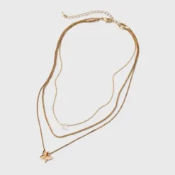 Ball And Snake Chain With Butterfly Charm Multi-Strand Necklace Set 3pc - Universal Thread™ Gold -Universal Thread GUEST e34bd9de 46c8 4872 82fa 4b258c7b88bf