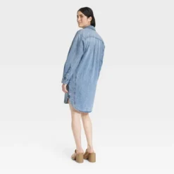 Universal Thread 15 Women's Long Sleeve Denim Mini Shirtdress - Universal Thread⢠Blue