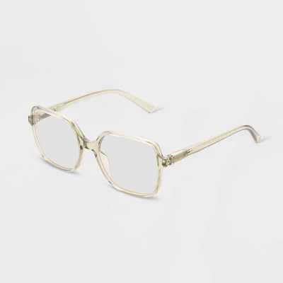 Women's Shiny Plastic Square Blue Light Filtering Reading Glasses - Universal Thread™ Green 3 Women's Shiny Plastic Square Blue Light Filtering Reading Glasses - Universal Thread™ Green